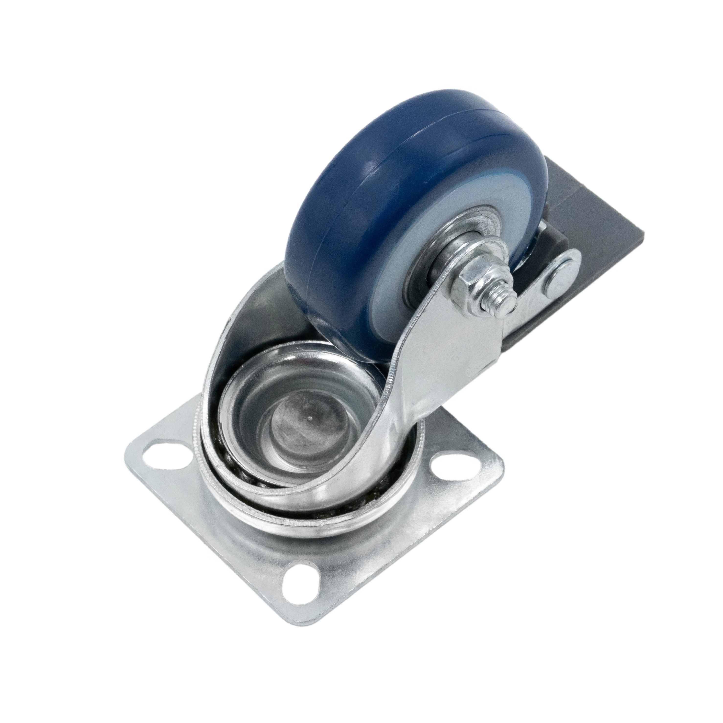 SCvb 25 - Мебел. синее колесо 50 мм (площ., тормоз, поливинилхлорид, полипропил. обод, подш.)