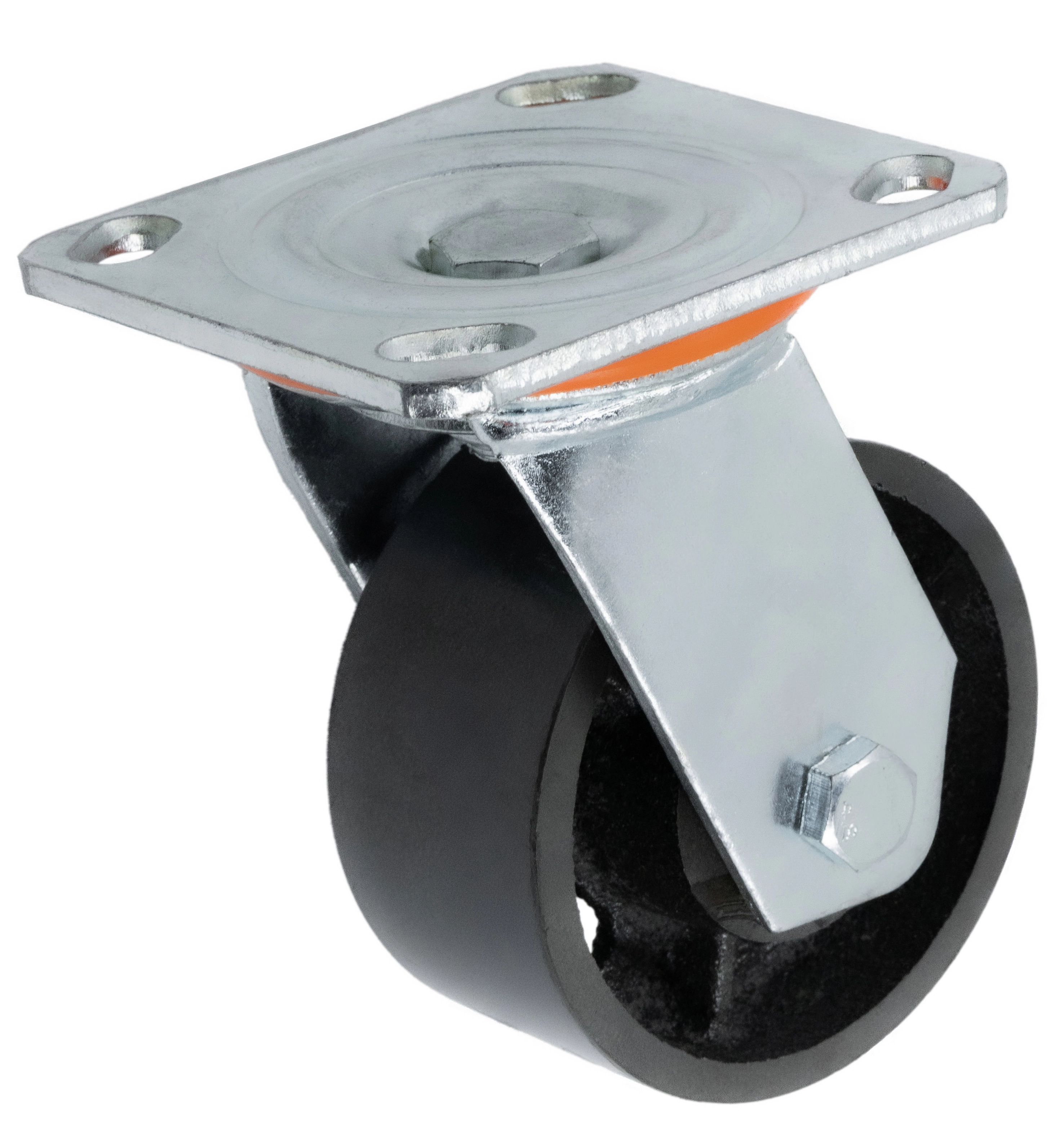 SCs 42 - Большегрузное чугунное колесо без резины 100 мм (поворот., площадка, темн. обод.)