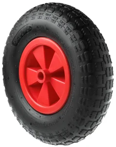 PR 2002-20 - Колесо для тачки / тележки пневматическое 4.10/3.50-6, диаметр 320 мм, ось 20 мм, пластиковый обод, симметричная ступица, втулка скольжения